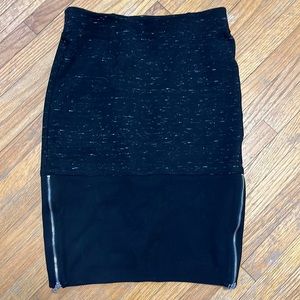 Wilfred Black Heathered Campagne Contrast Zippered Pencil Skirt